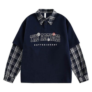 Polo Collar Sweatshirt for Men and Women MuddyStck Originals Navy Blue