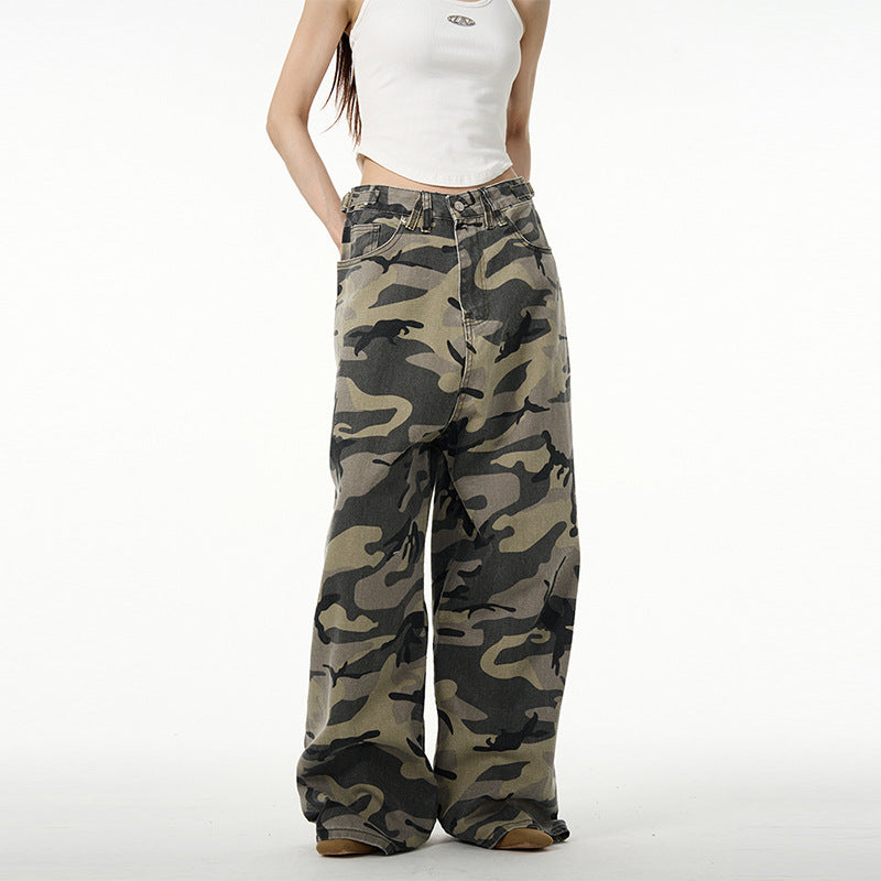 Retro camouflage workwear jeans