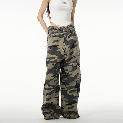 Retro camouflage workwear jeans