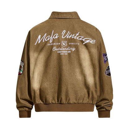 Retro Letter Embroidery Streetwear Cargo Jacket for Men | MuddyStock Originals MuddyStock