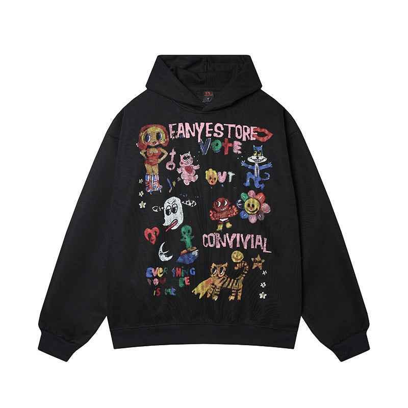 Cartoon Graffiti Hoodie For Women