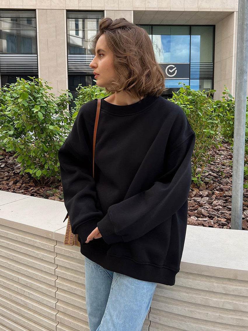 Loose Polar Fleece Sweatshirt For Women | MuddyStock Originals Black eprolo