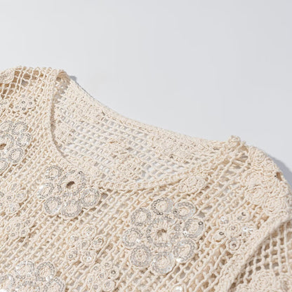 French style hollow knitted top for women | MuddyStock Originals