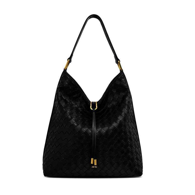 Tote bag with large capacity Woven Texture Black 29*33*12cm