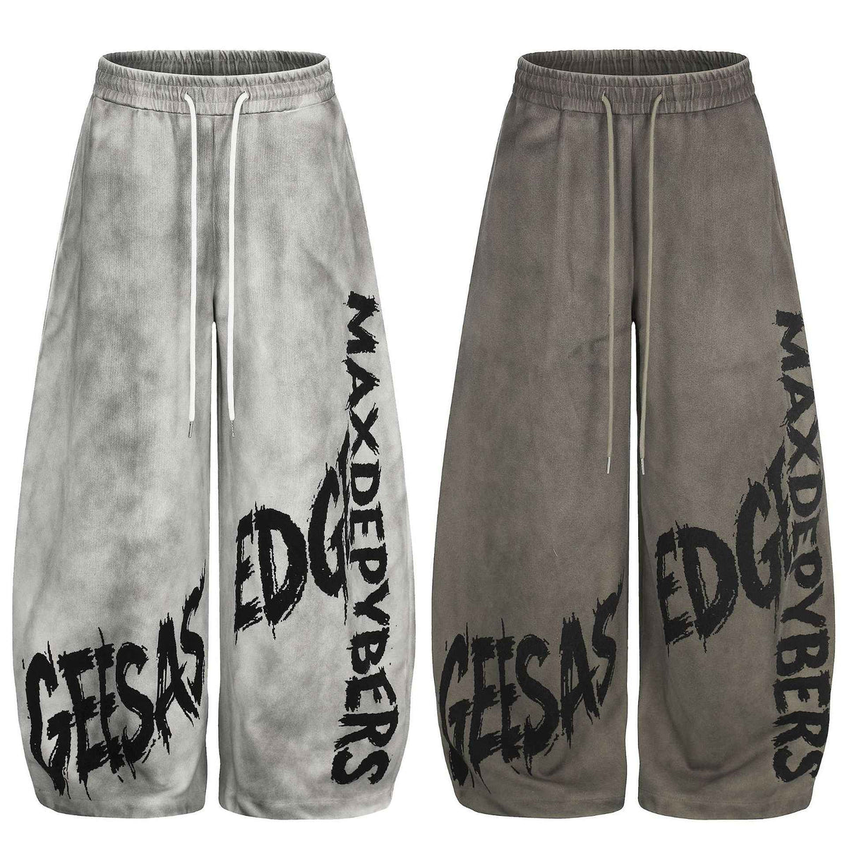 Tie-Dye Graffiti Distressed Loose Drapey Wide Leg Elastic Drawstring Casual Sweatpants For Men | MuddyStock Originals