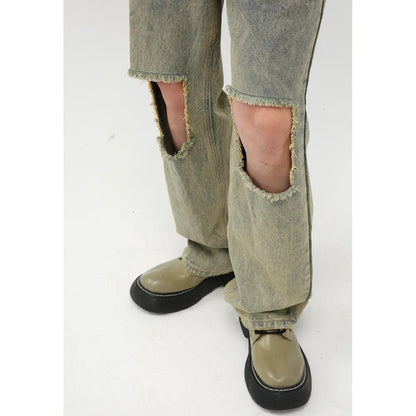 Raw Hem Distressed Jeans For Men | MuddyStock Originals