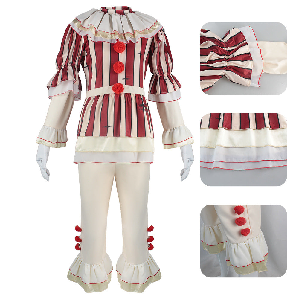 Halloween cosplay terrifying evil clown costume