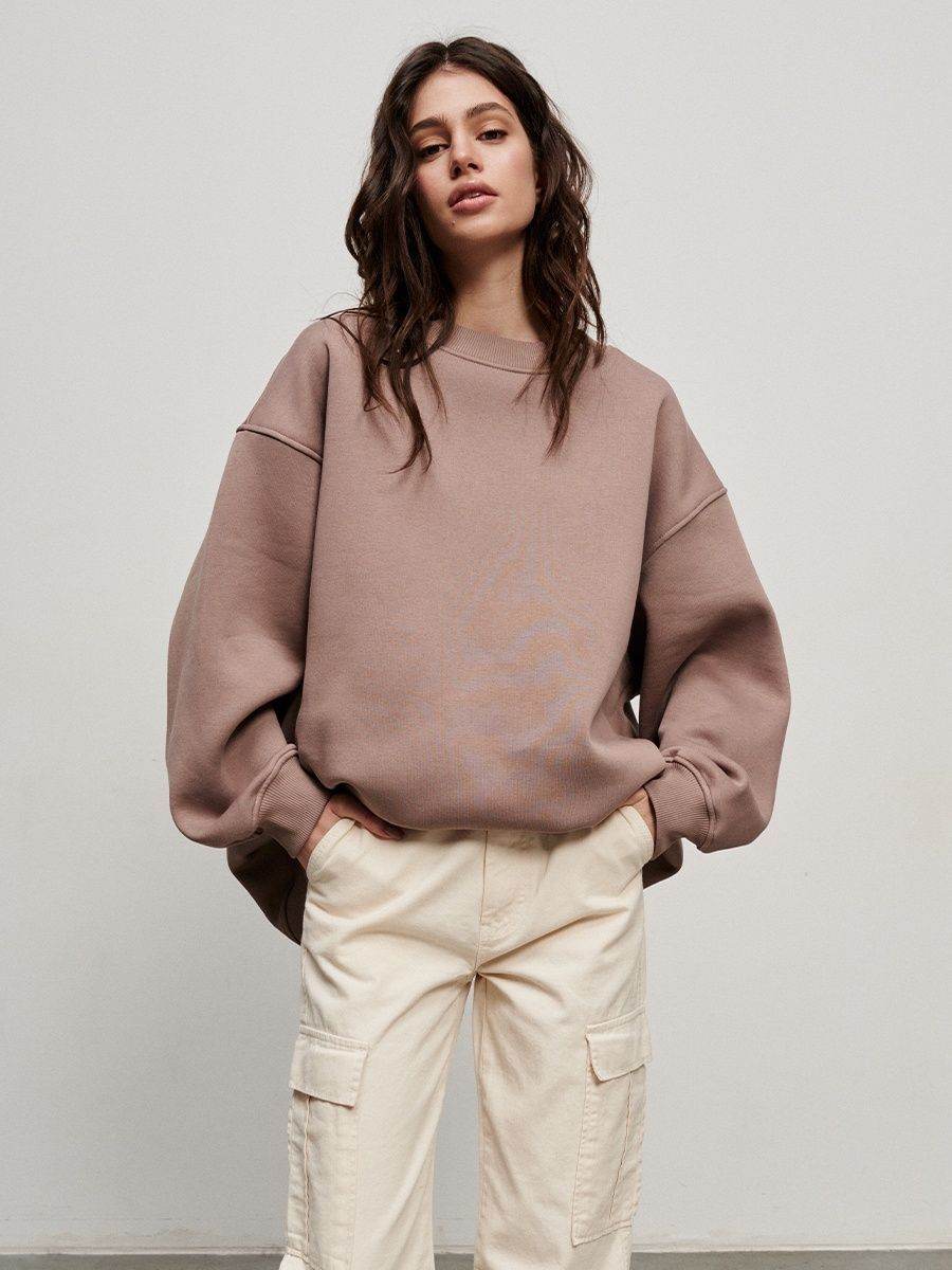Loose Polar Fleece Sweatshirt For Women | MuddyStock Originals Light Brown eprolo