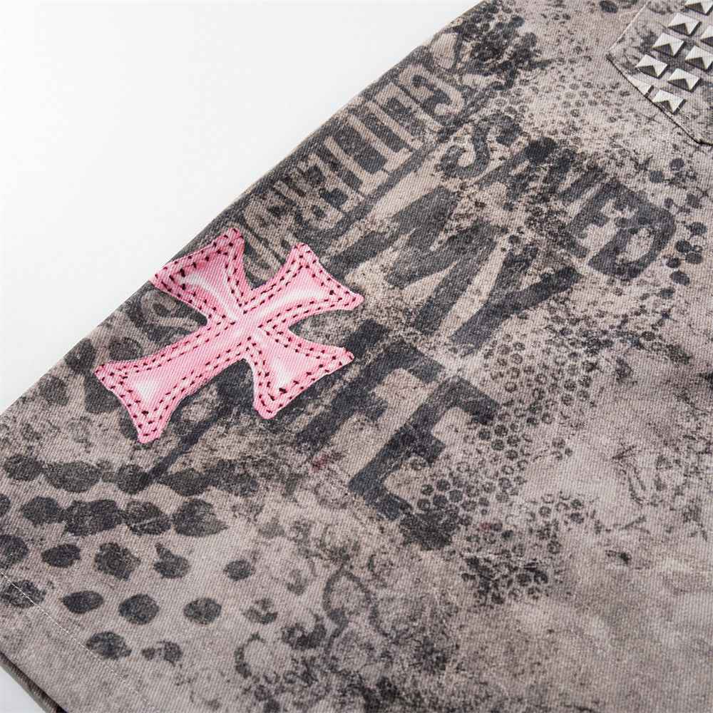 Leopard print denim shorts for women | MuddyStock Originals