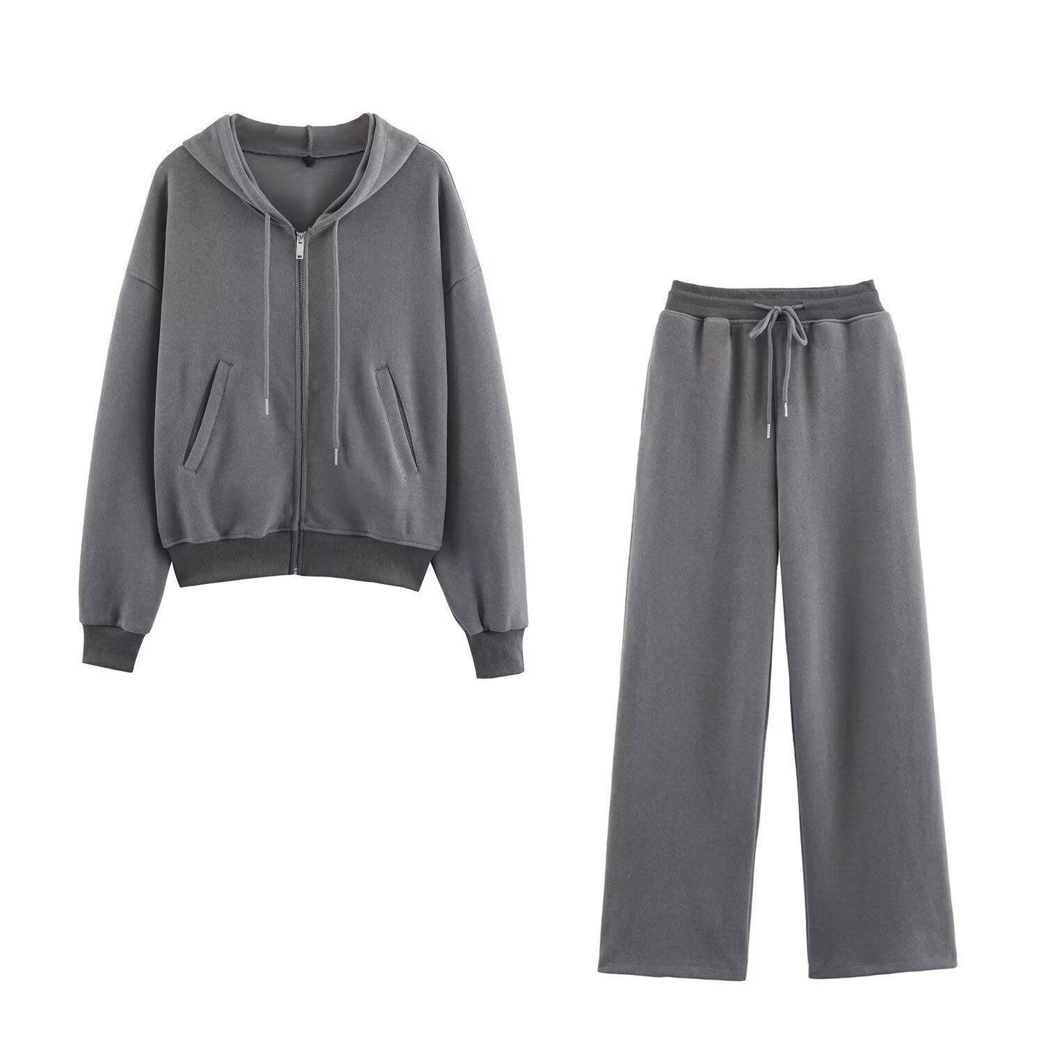 Ribbed hooded sweatshirt+straight leg pants for women | MuddyStock Originals Set