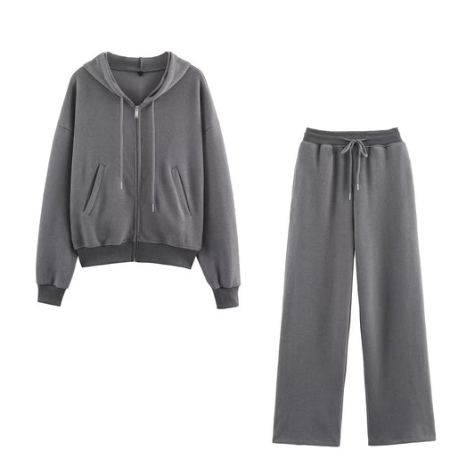 Ribbed hooded sweatshirt+straight leg pants for women | MuddyStock Originals Set eprolo