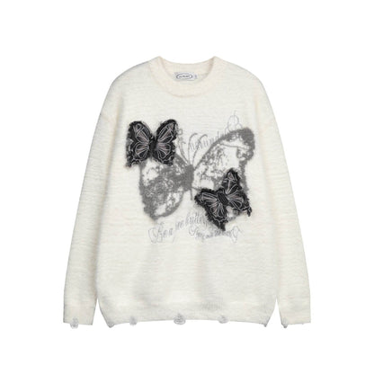 Jacquard Butterfly Applique Knit Sweater for Women | MuddyStock Originals MuddyStock