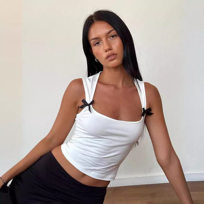 Simple Slim Tank Top with Bow Decoration For Women | MuddyStock Originals MuddyStock