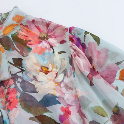 Bow embellished floral print long sleeved top for women | MuddyStock Originals MuddyStock