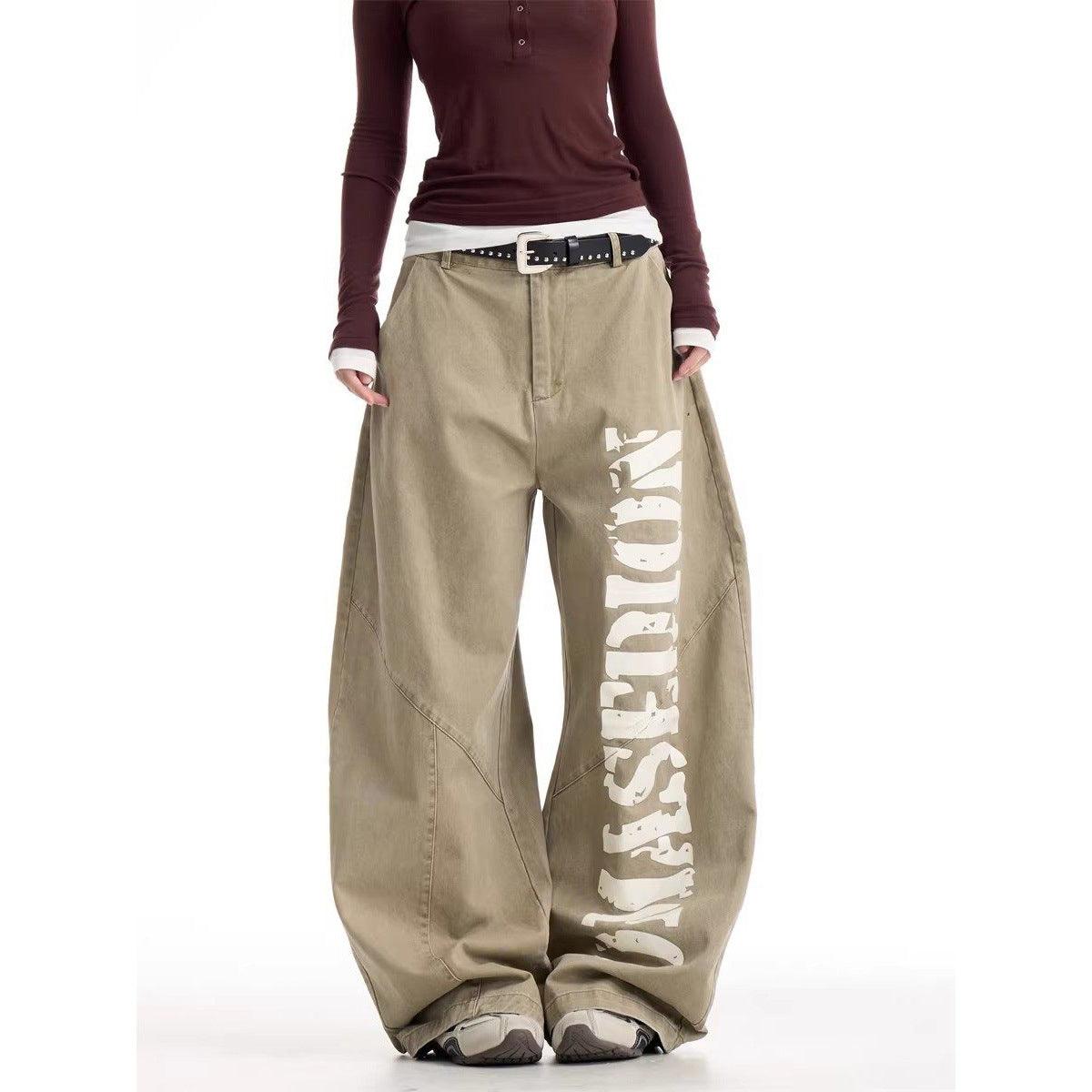 Vintage Retro Streetwear Style Printed High-Waisted Pants For Women | MuddyStock Originals