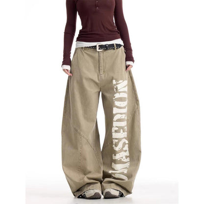 Vintage Retro Streetwear Style Printed High-Waisted Pants For Women | MuddyStock Originals