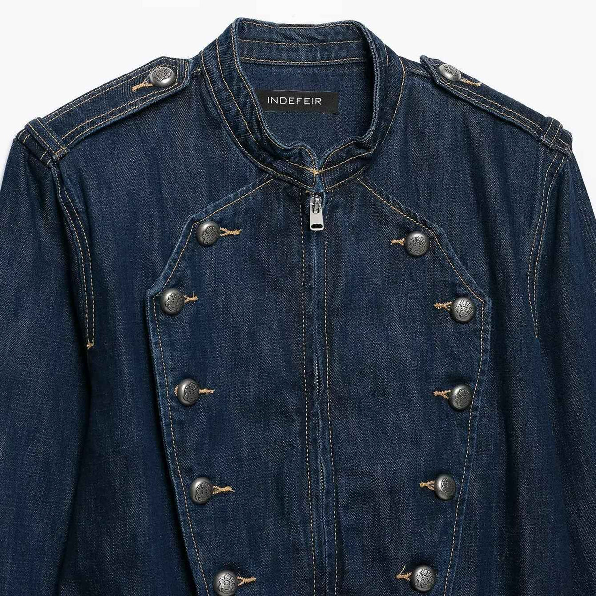 Button embellished denim jacket for women | MuddyStock Originals