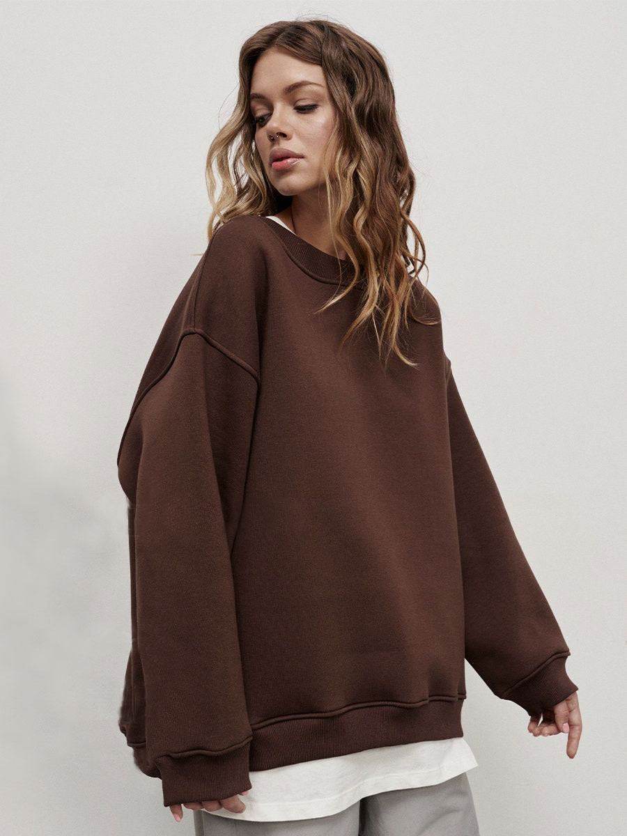 Loose Polar Fleece Sweatshirt For Women | MuddyStock Originals Chestnut Brown eprolo