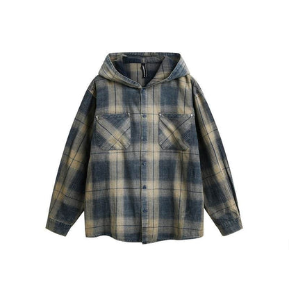 Vintage plaid hooded shirt for men and women | MuddyStock Originals Yellow Plaid MuddyStock