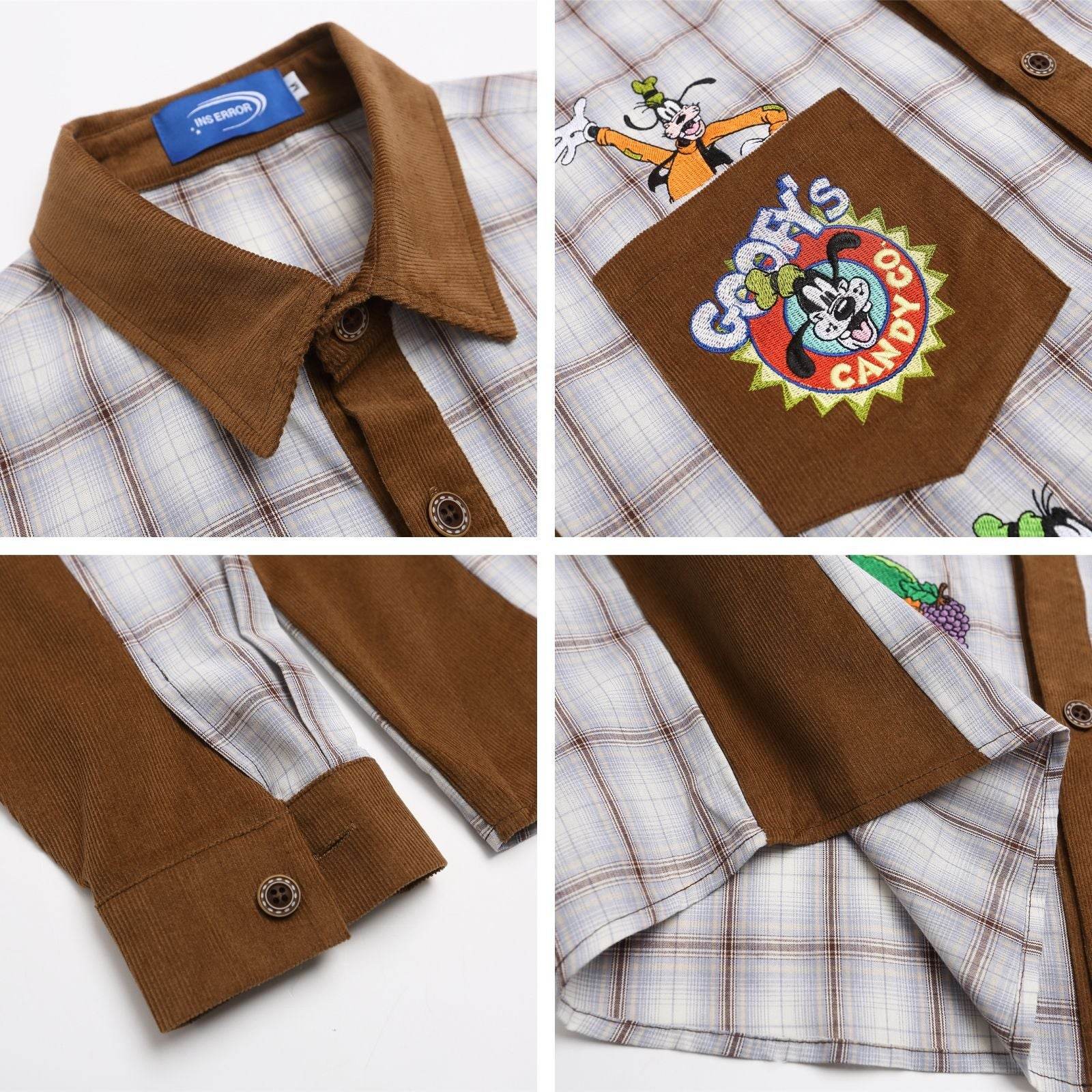 Mickey Embroidery Plaid Long Sleeve Shirt For Men And Women| MuddyStock Originals MuddyStock