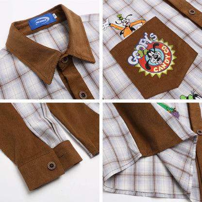 Mickey Embroidery Plaid Long Sleeve Shirt For Men And Women| MuddyStock Originals MuddyStock