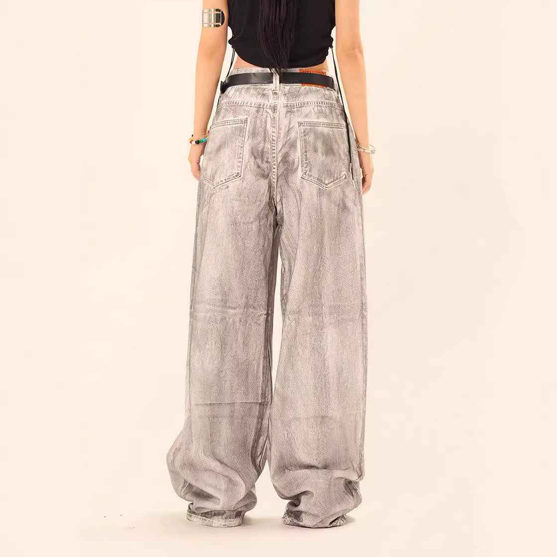 Wash and tie dye straight leg loose jeans for women | MuddyStock Originals MuddyStock