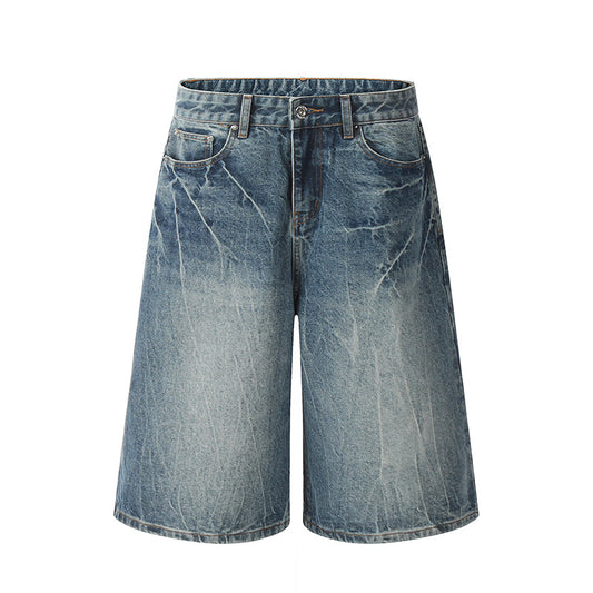 Make old blue lightning denim shorts