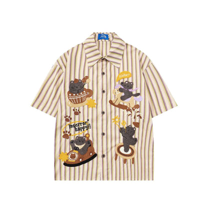 Vintage Aloha Bear Stripe Shirt For Men | MuddyStock Originals Off-white