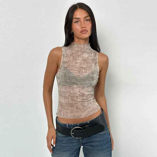 Half high neck sleeveless top for women | MuddyStpck Originals