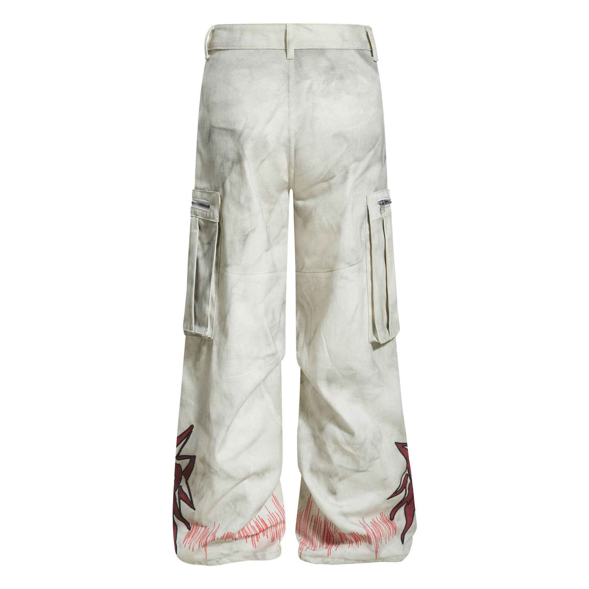 Dirty dye flame print large pocket wide leg jeans for men | MuddyStock Originals