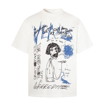Hip hop character abstract graffiti short sleeved t-shirt for men | MuddyStock Originals