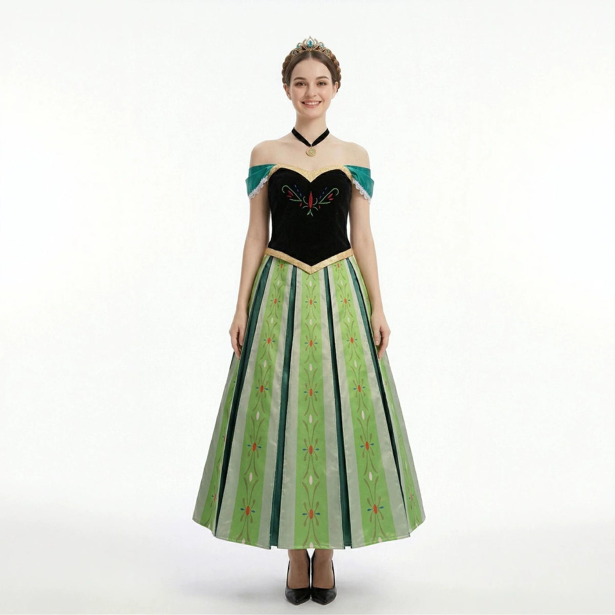 Frozen Anna Princess Anime Cosplay Costume For Halloween Green