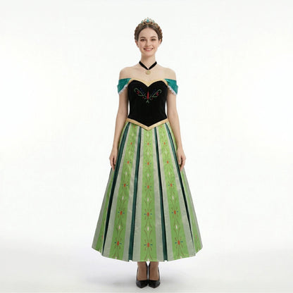 Frozen Anna Princess Anime Cosplay Costume For Halloween Green
