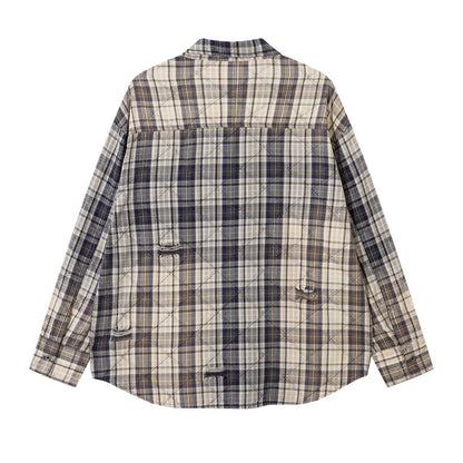 Dip-Dyed Washed Faded Plaid Shirt with Ripped For Men And Women | MuddyStock Originals MuddyStock