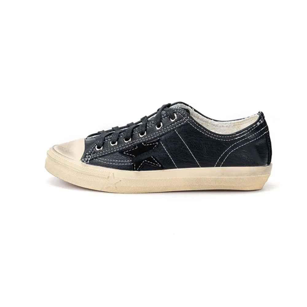 Retro lace up casual star board shoes for women Black