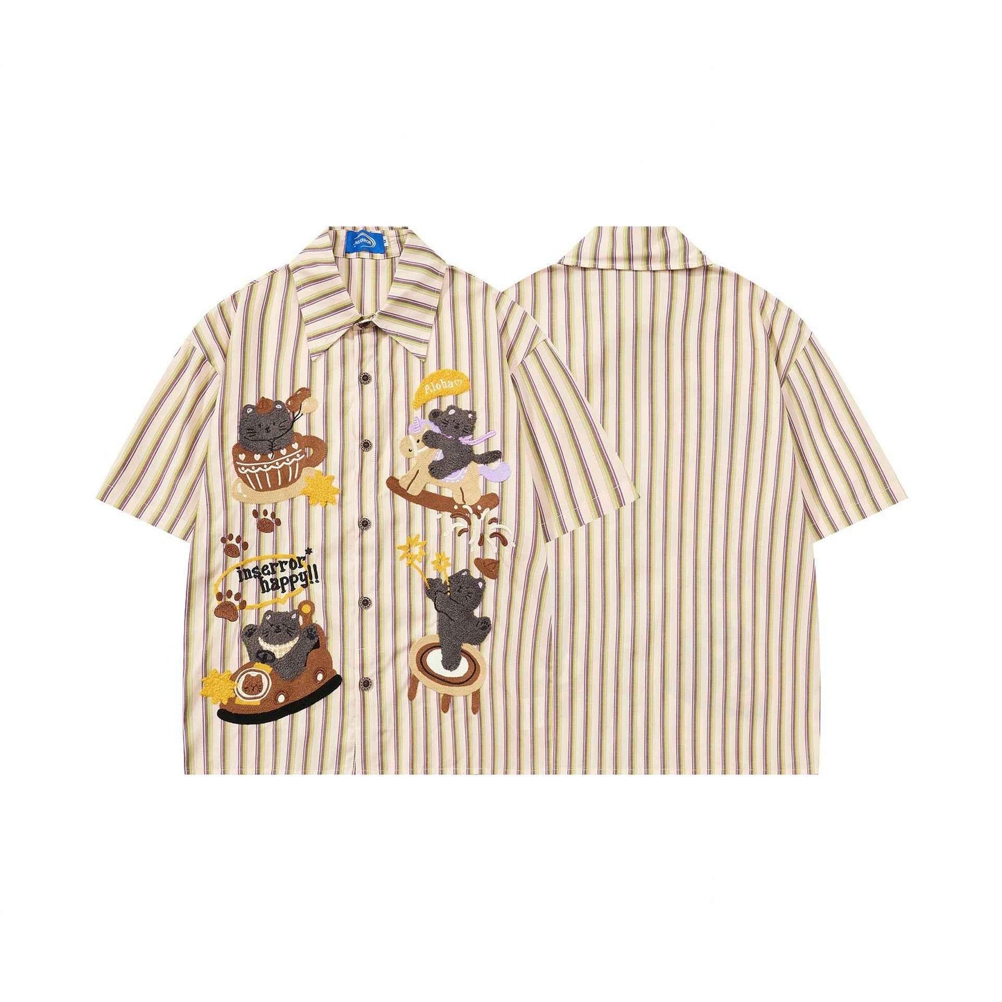 Vintage Aloha Bear Stripe Shirt For Men | MuddyStock Originals