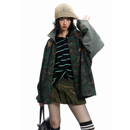 Camouflage diamond grid color blocked jacket eprolo