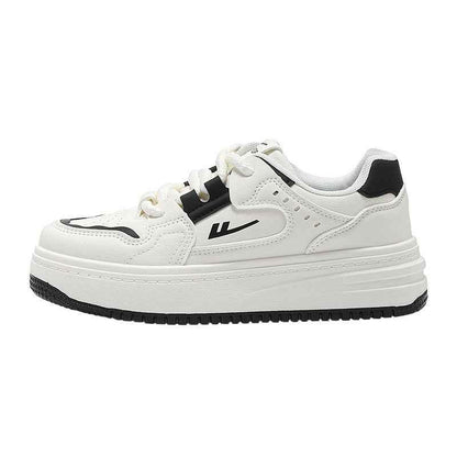 Color blocked breathable women's thick soled shoes Beige Black