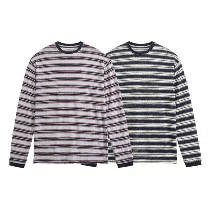 Casual Color-Blocked Stripe Loose Long Sleeve T-Shirt For Men | MuddyStock Originals