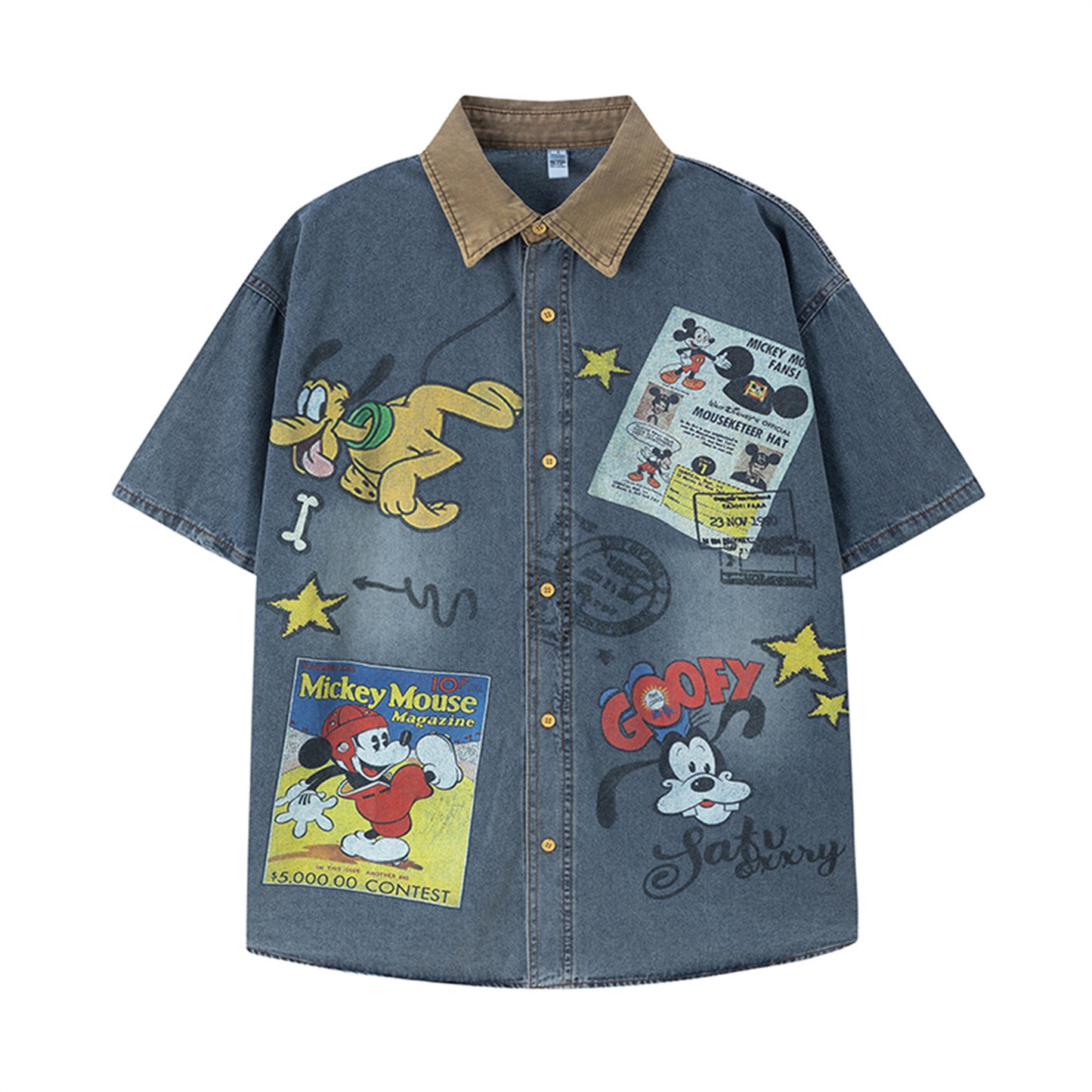 Fun Cartoon Print Short Sleeve Shirt | MuddyStock Originals Blue eprolo