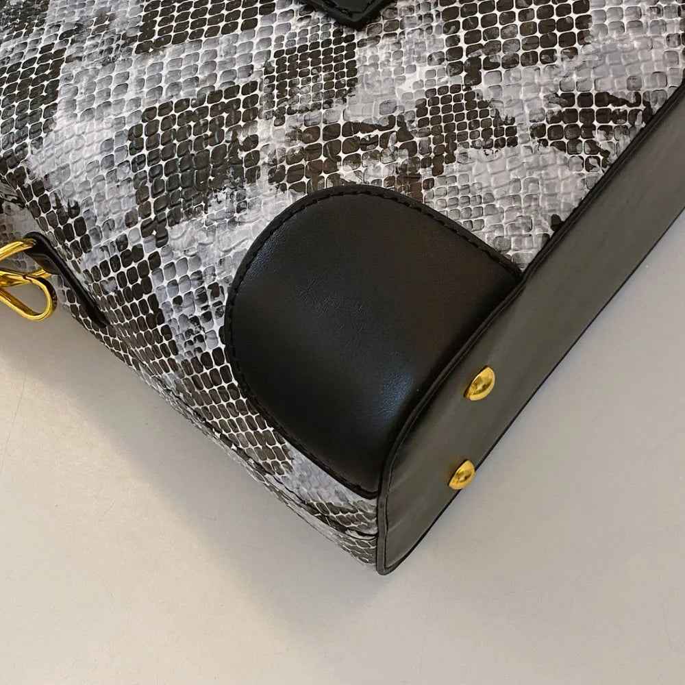 PU Leather Snakeskin Print Crossbody Bag For Women