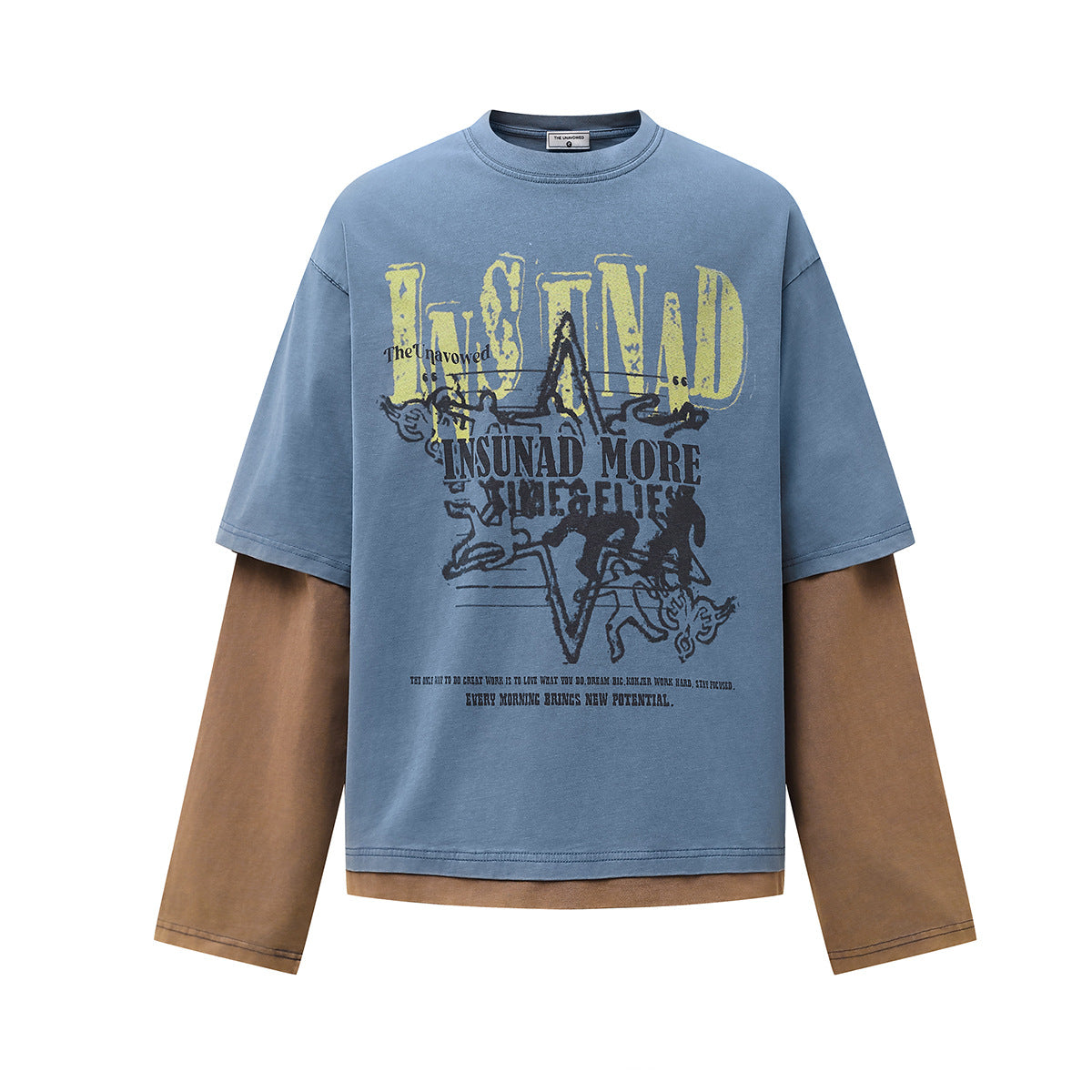 Color blocked fake two piece long sleeved T-shirt for men | MuddyStock Originals MuddyStock