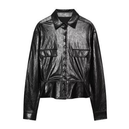 Street nine cent short skirt leather jacket for women | MuddyStock Originals