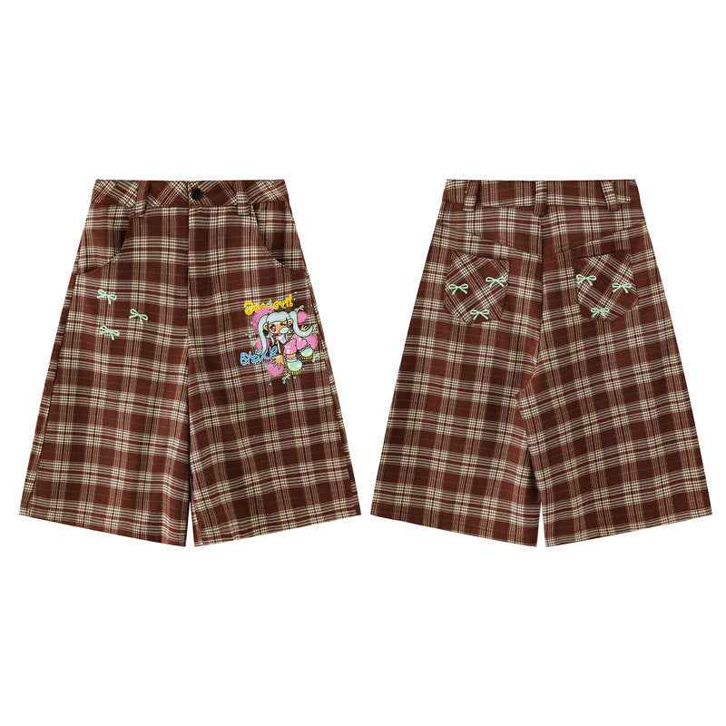 Cartoon Plaid Casual Capri Pants for Women | MuddyStock Originals
