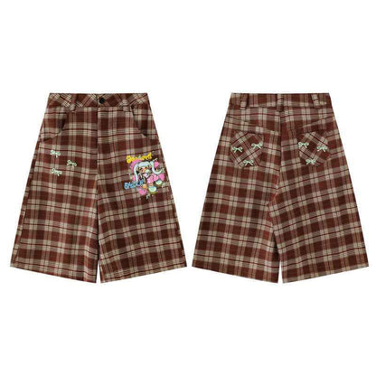 Cartoon Plaid Casual Capri Pants for Women | MuddyStock Originals