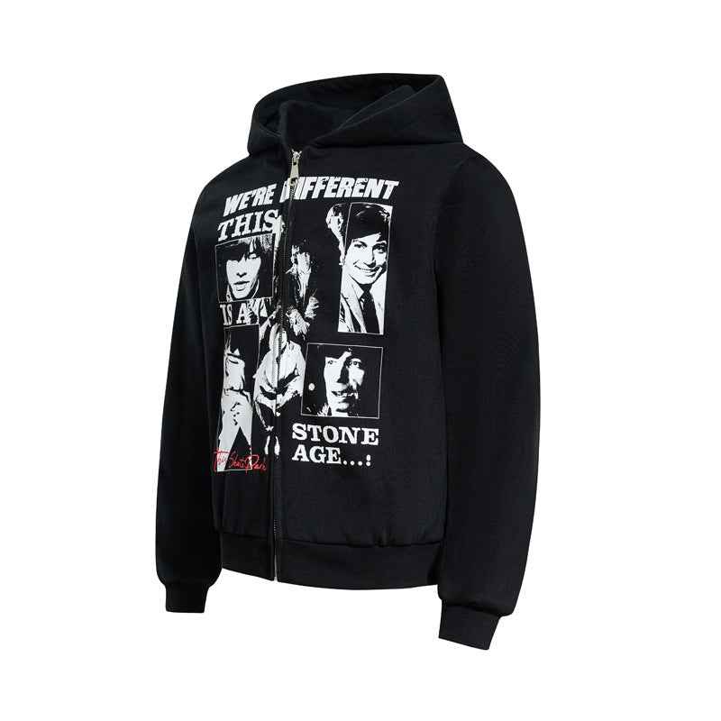 Vintage Band Portrait Print Zip-up Hoodie For Men | MuddyStock Originals MuddyStock