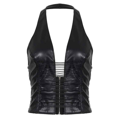 Hanging neck slimming strap sleeveless top for women | MuddyStock Originals Black MuddyStock
