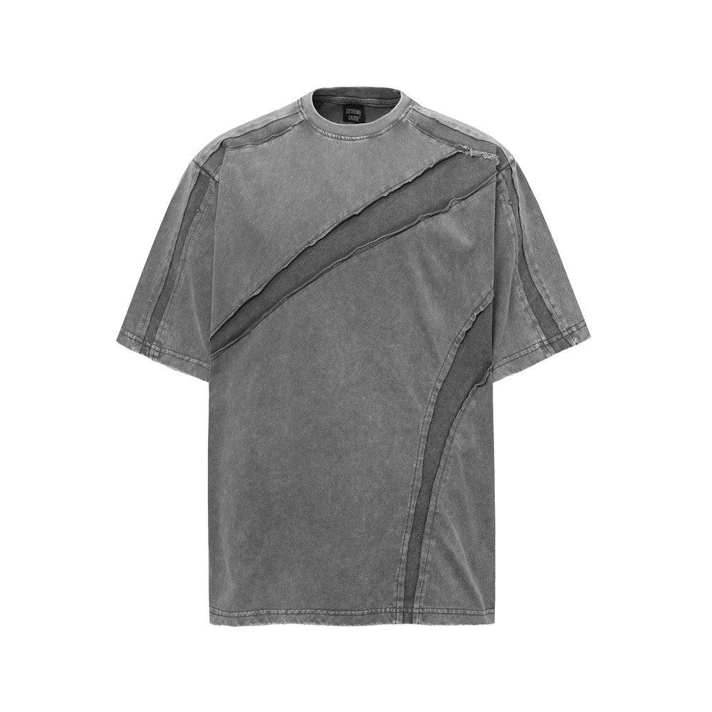 Worn-Out Washed Pure Cotton Short Sleeve T-Shirt For Men | MuddyStock Originals Gray