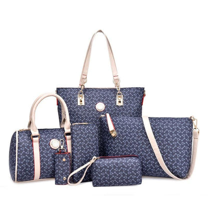 Fish bone patterned six piece bag set | MuddyStock Originals 蓝色