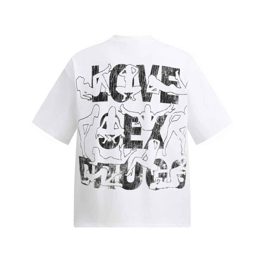 Abstract crowd printed short sleeved t-shirt
